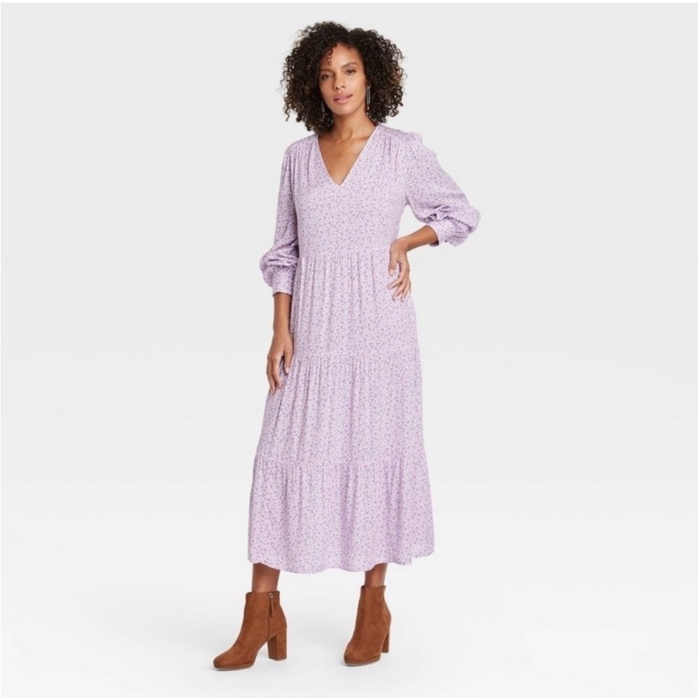 Target Purple Floral Tiered Dress